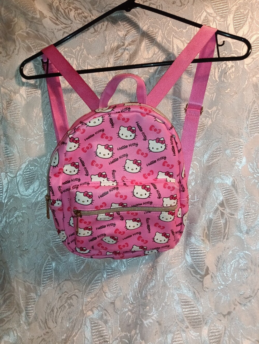 Hello Kitty Mini Backpack Girls 9" Sanrio Pink Leather Adjustable Straps